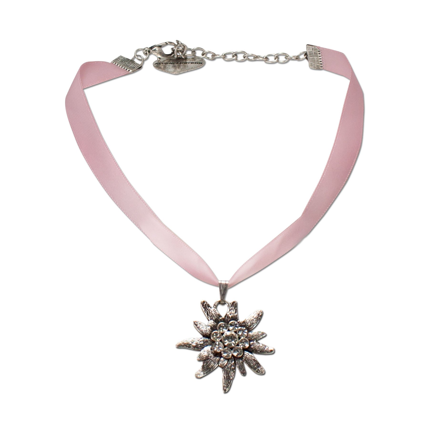 Alpenflüstern DAHEIM DHK115 Satin-Trachtenkette grün Edelweiß
