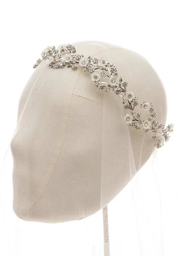 Elizabeth Bower Anemone Haarband Rhodium Perlmutt