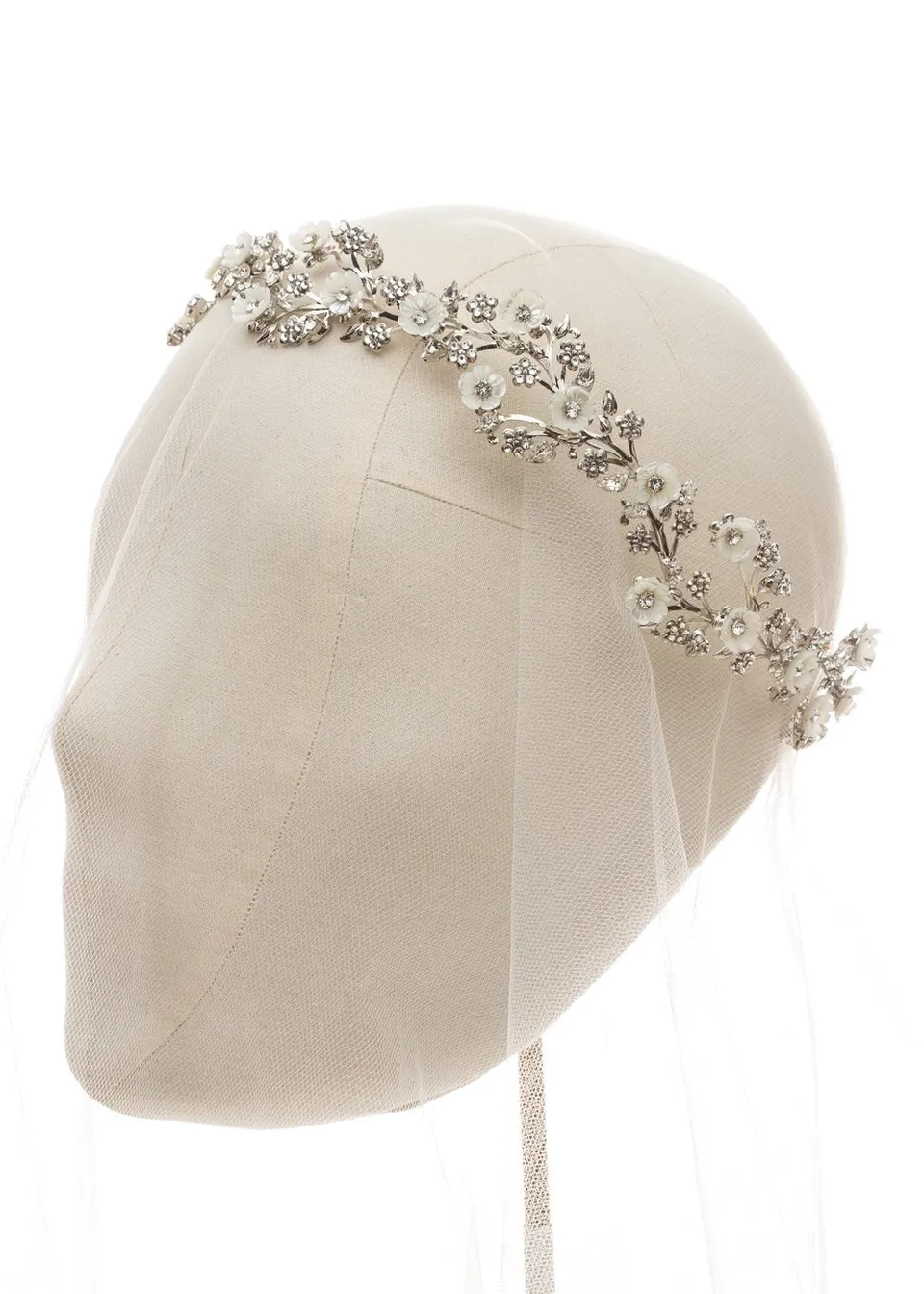 Elizabeth Bower Anemone Haarband Rhodium Perlmutt