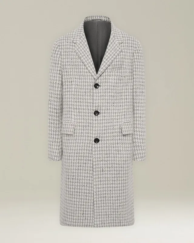 Kiton Hahnentritt Mantel Wolle Kaschmir