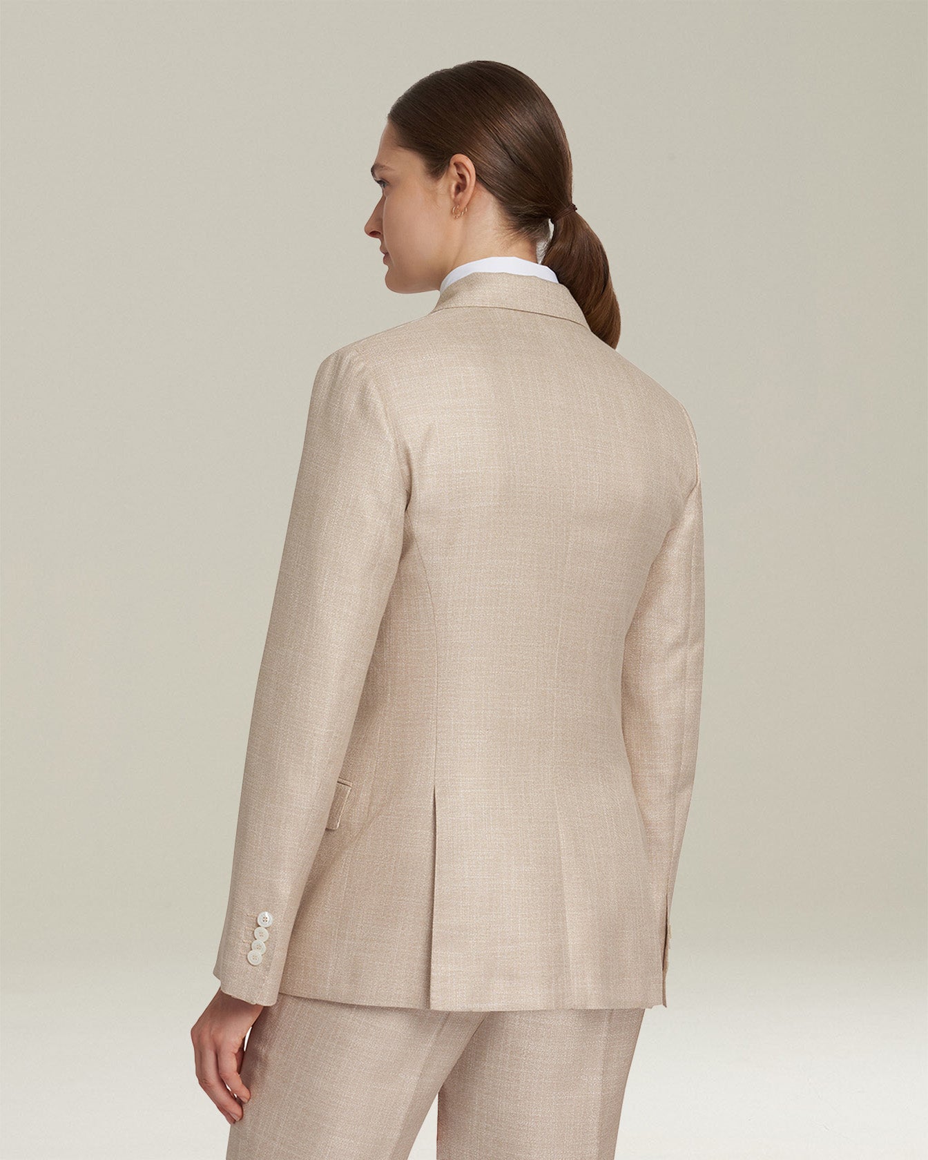Kiton Jacket Viscose Blazer beige zweireihig Seidenfutter