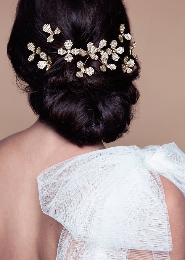 Elizabeth Bower June Bud Double Haarkamm Gold Kristall