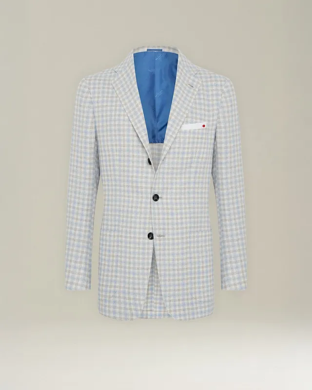 Kiton Cashmere Micro Check Blazer Karo 50