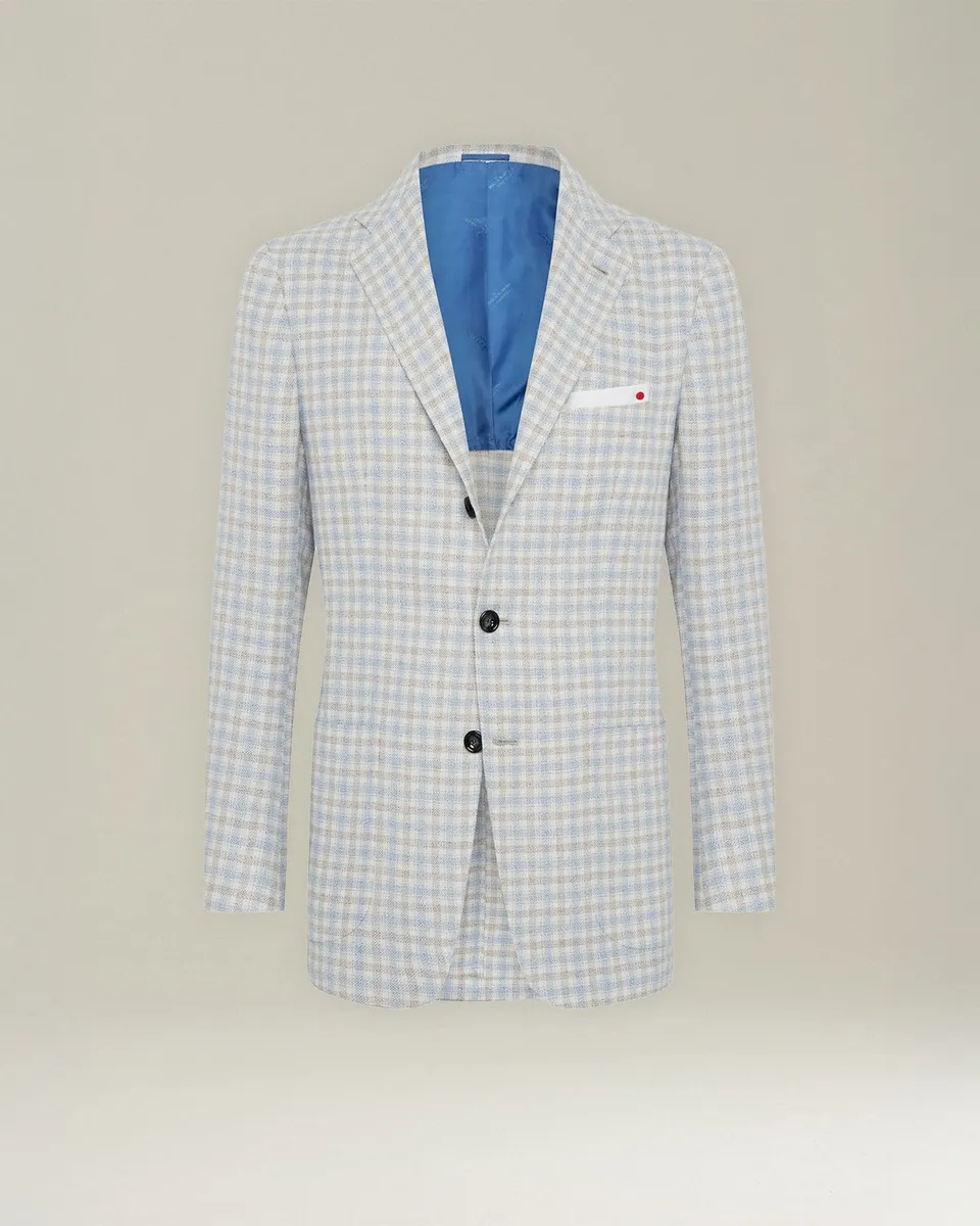 Kiton Cashmere Micro Check Blazer Karo 50