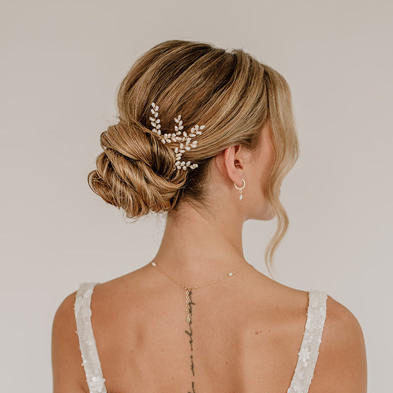 Perlenbräute Amelie Haarnadeln Brautschmuck Gold 3er Set