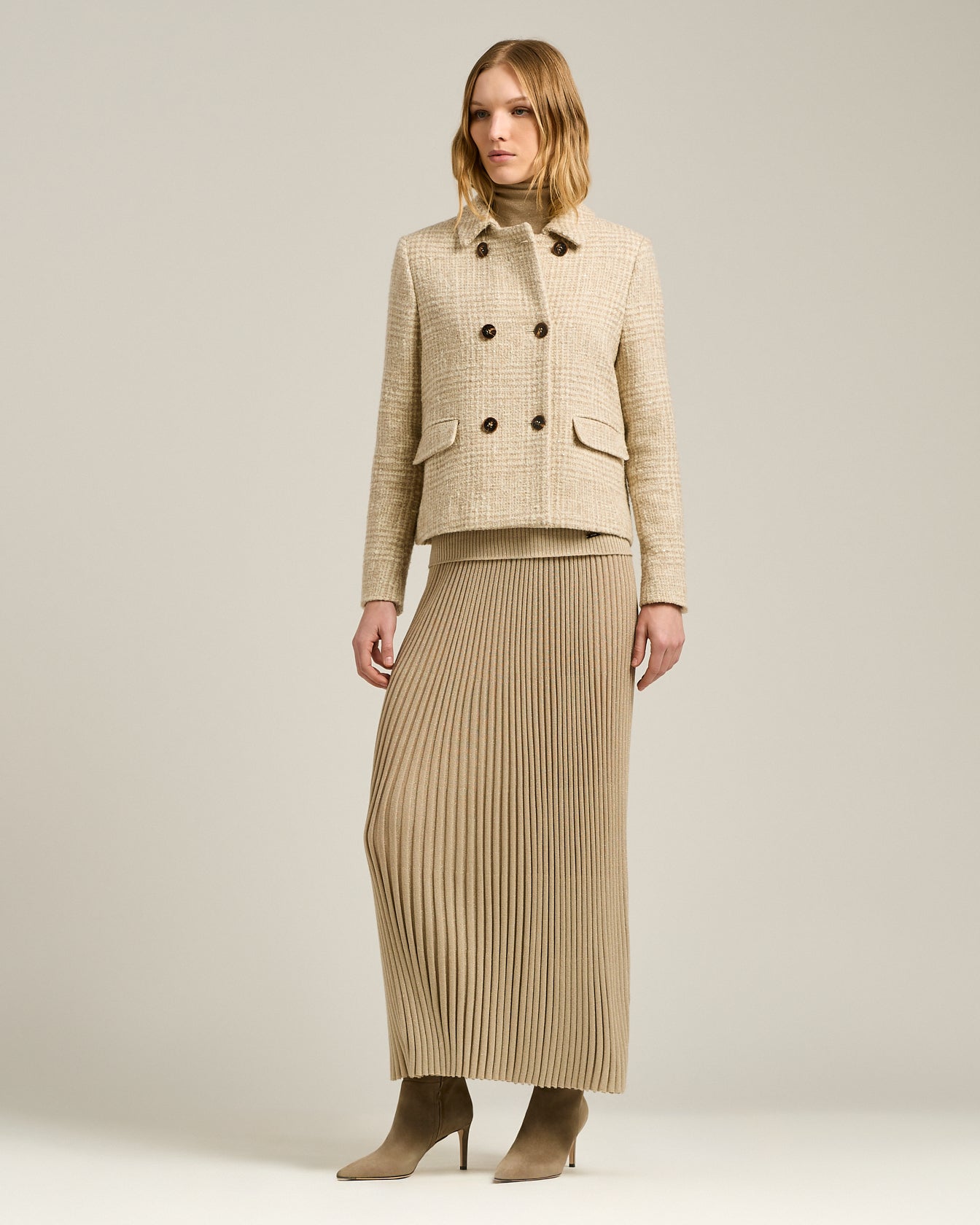 Kiton Peacoat Wolle-Alpaka beige Gr.40 zweireihig