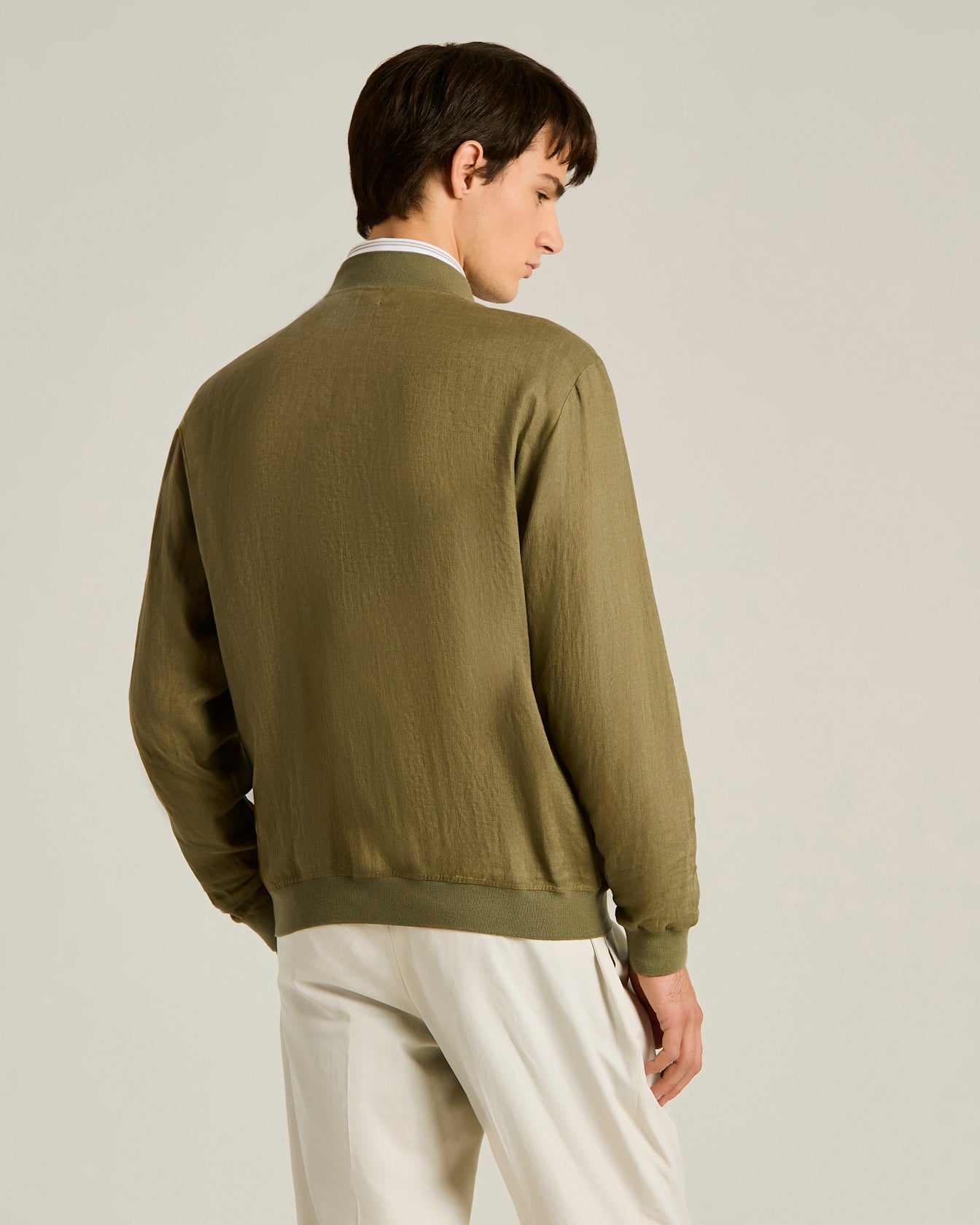 Kiton Linen Jacket Jacke Leinen Khaki Zip Sommer