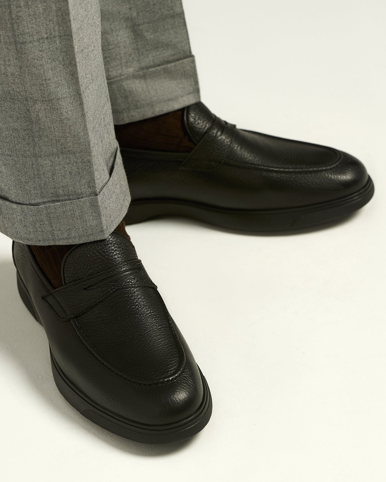 Kiton Loafer Schwarz Hirschleder Gummisohle