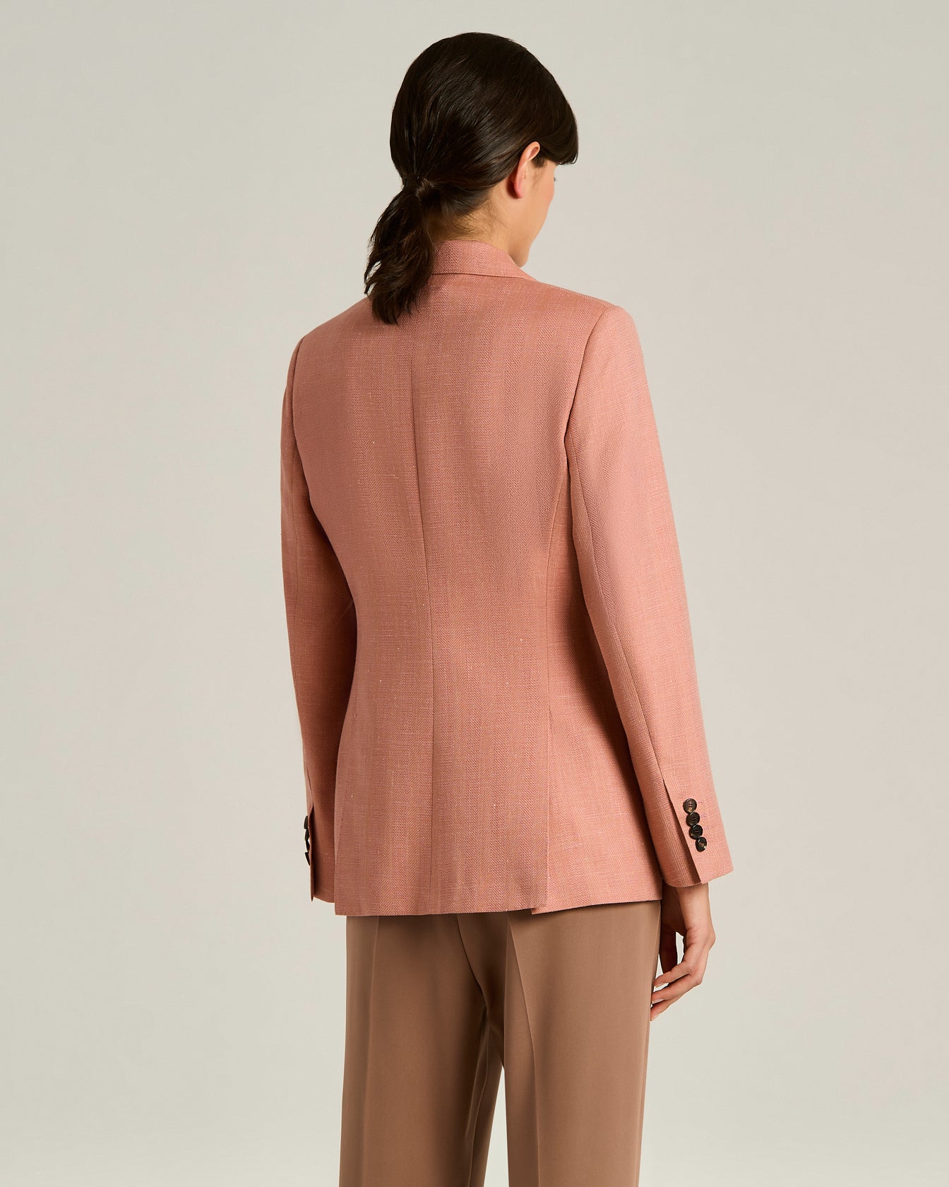 Kiton Jacket Zweireihiger Blazer Wolle Seide Leinen Rose