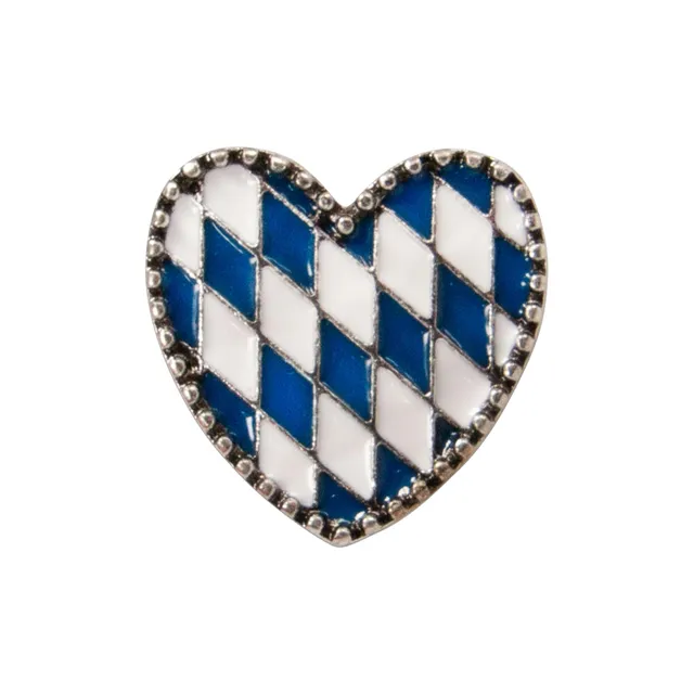 Alpenflüstern DAHEIM Herz Ansteck-Pin weiß-blau Bayern