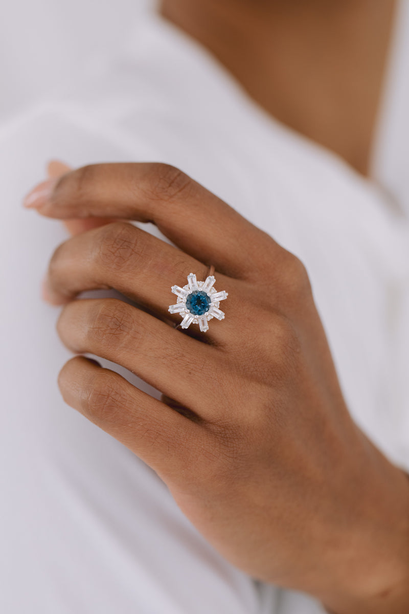 Juvelan Marrakesh Statement Ring London Blue Topas Silber
