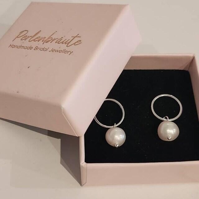 Perlenbräute Toni Brautohrringe Süßwasserperlen Silber 8 mm