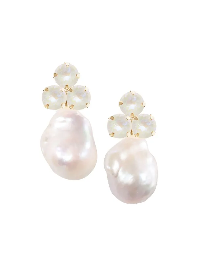Elizabeth Bower Baroque Triplet Ohrstecker Rhodium Perle