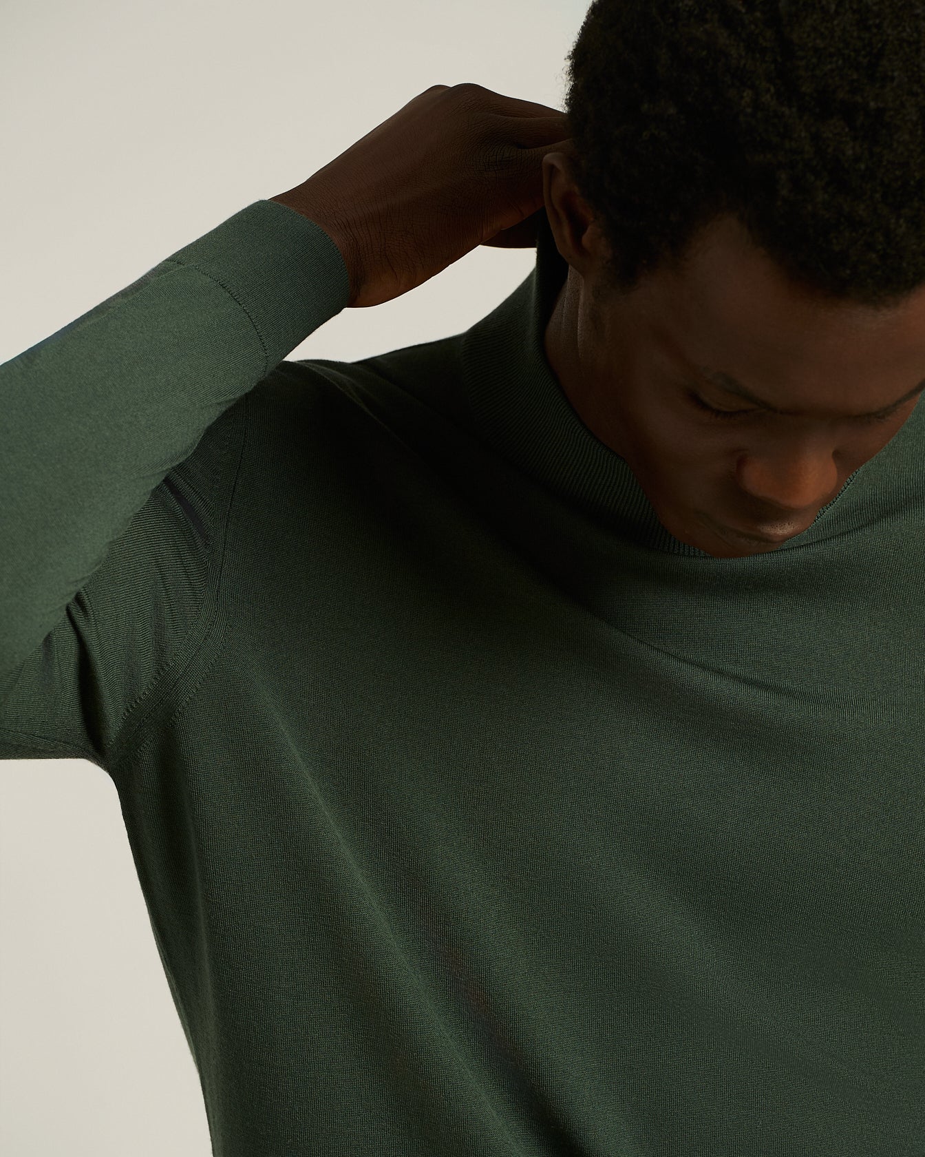 Kiton Diamante Blu Mock-Neck Wollpullover Grün 14 Micron