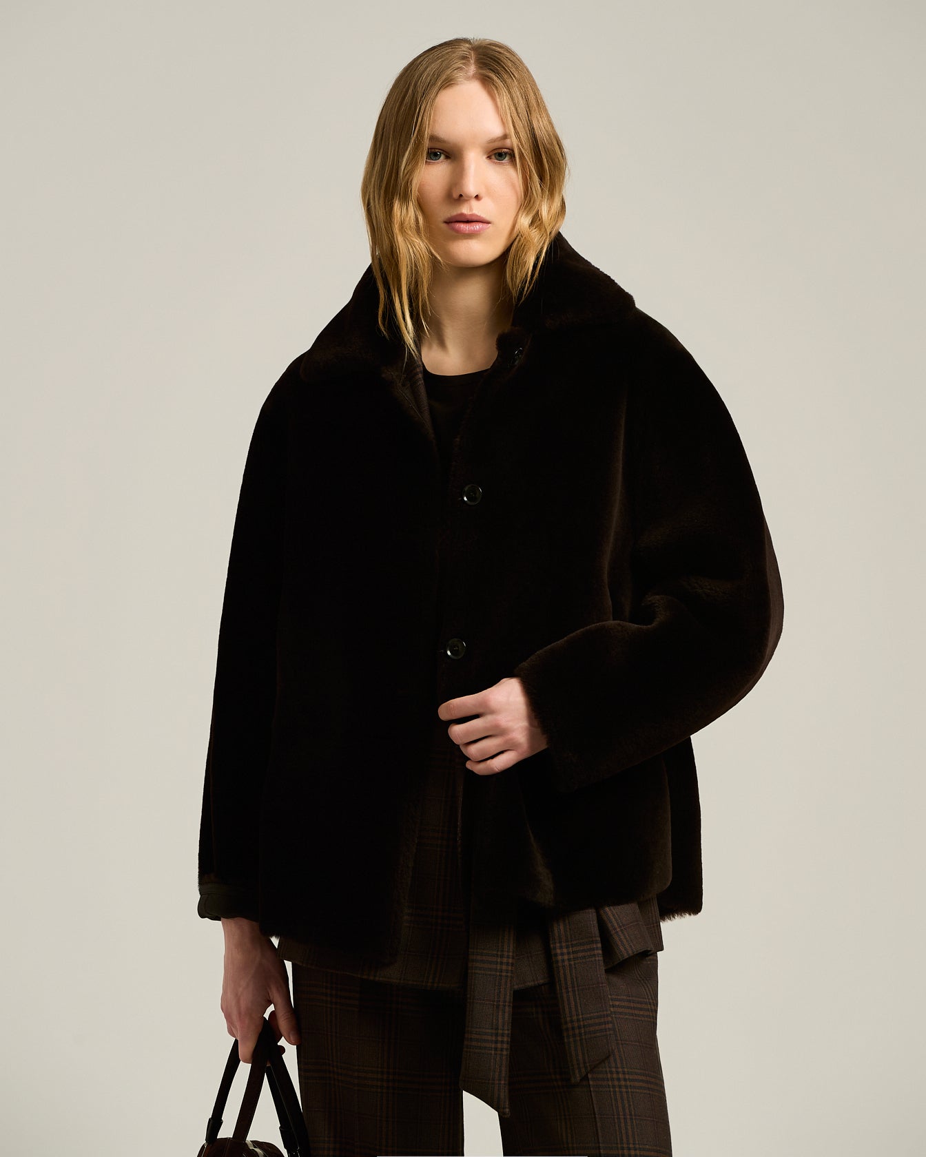 Kiton Outerwear Shearling Kurzjacke Wendejacke Braun