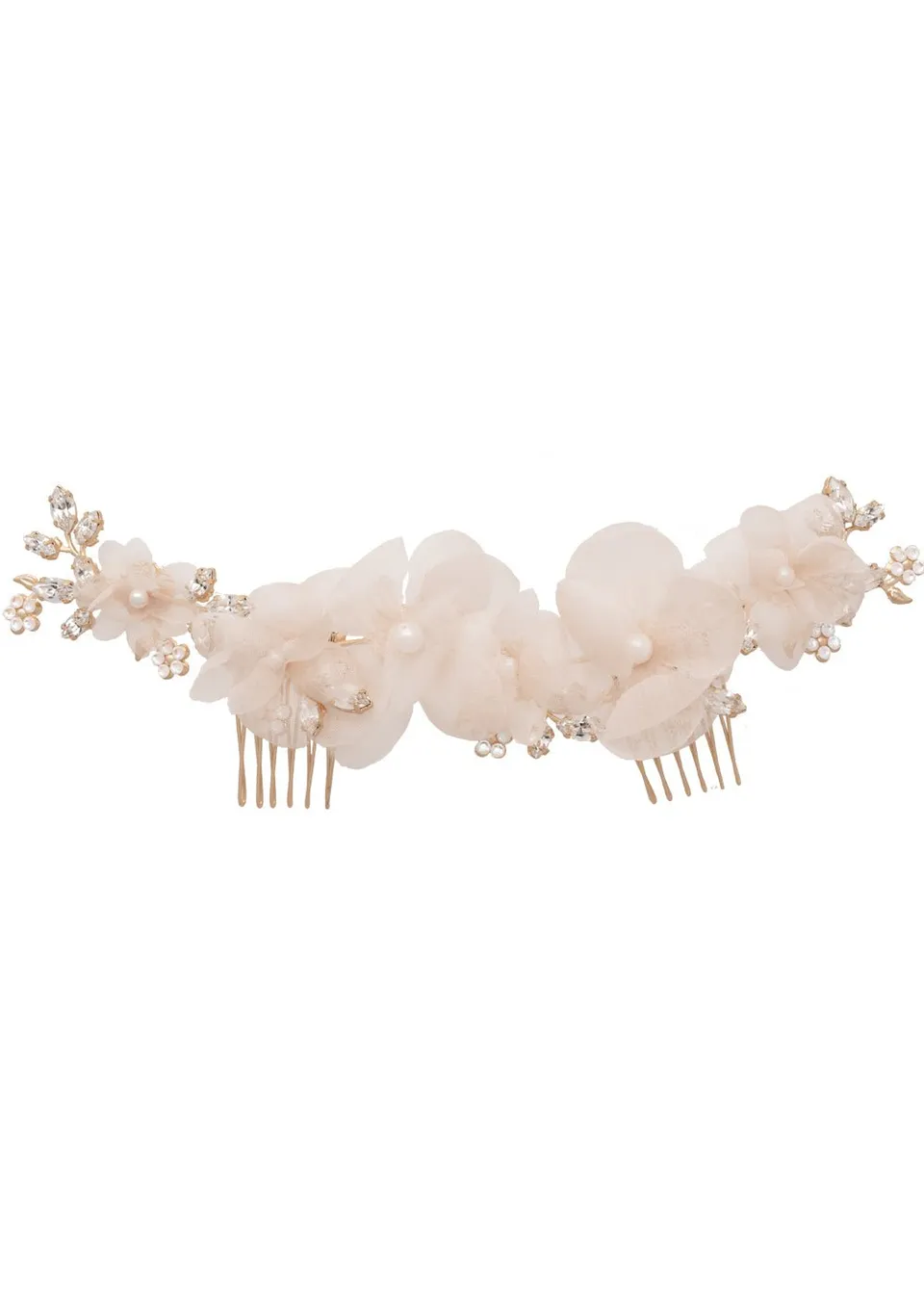 Elizabeth Bower Fabrique Haarkamm Seide Rhodium Ivory