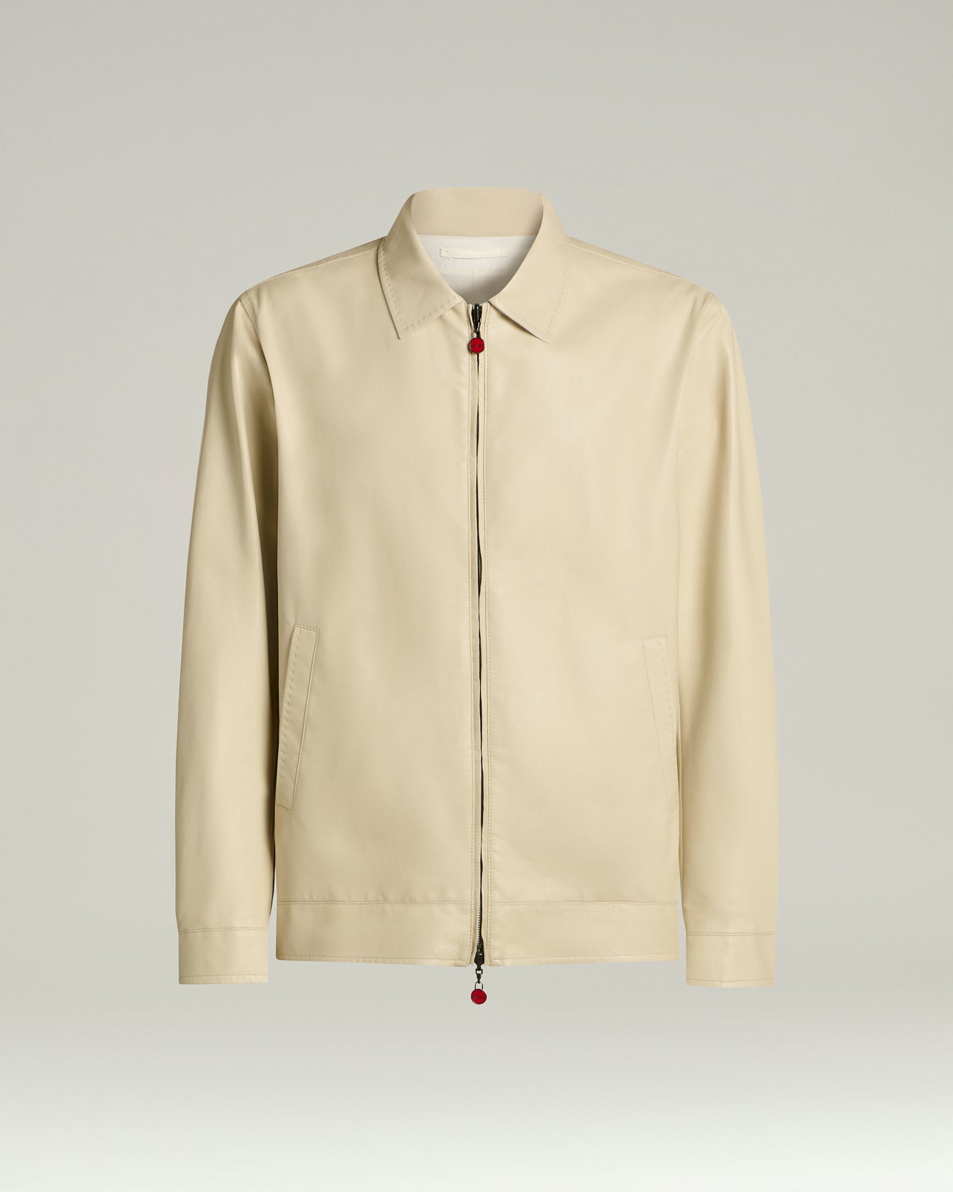 Kiton Outerwear Bomberjacke Elfenbein Lammleder Gr. 52