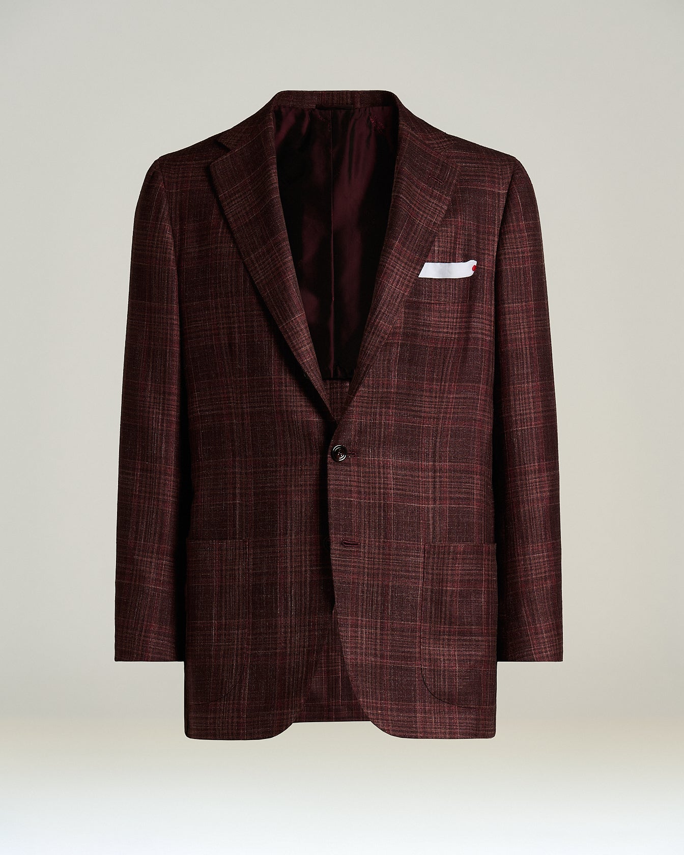 Kiton Jackets Bordeaux Checked Sakko Gr. 50 Kaschmir
