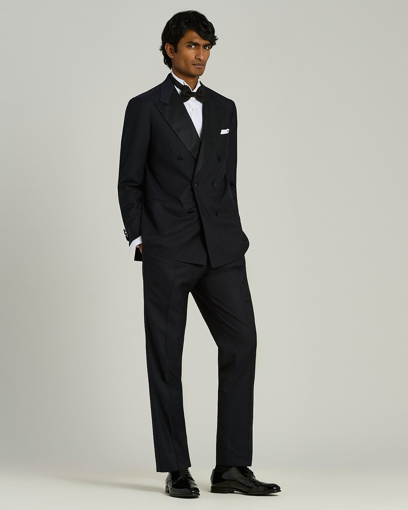 Kiton 14 Micron Smoking Anzug Herren navy Wolle