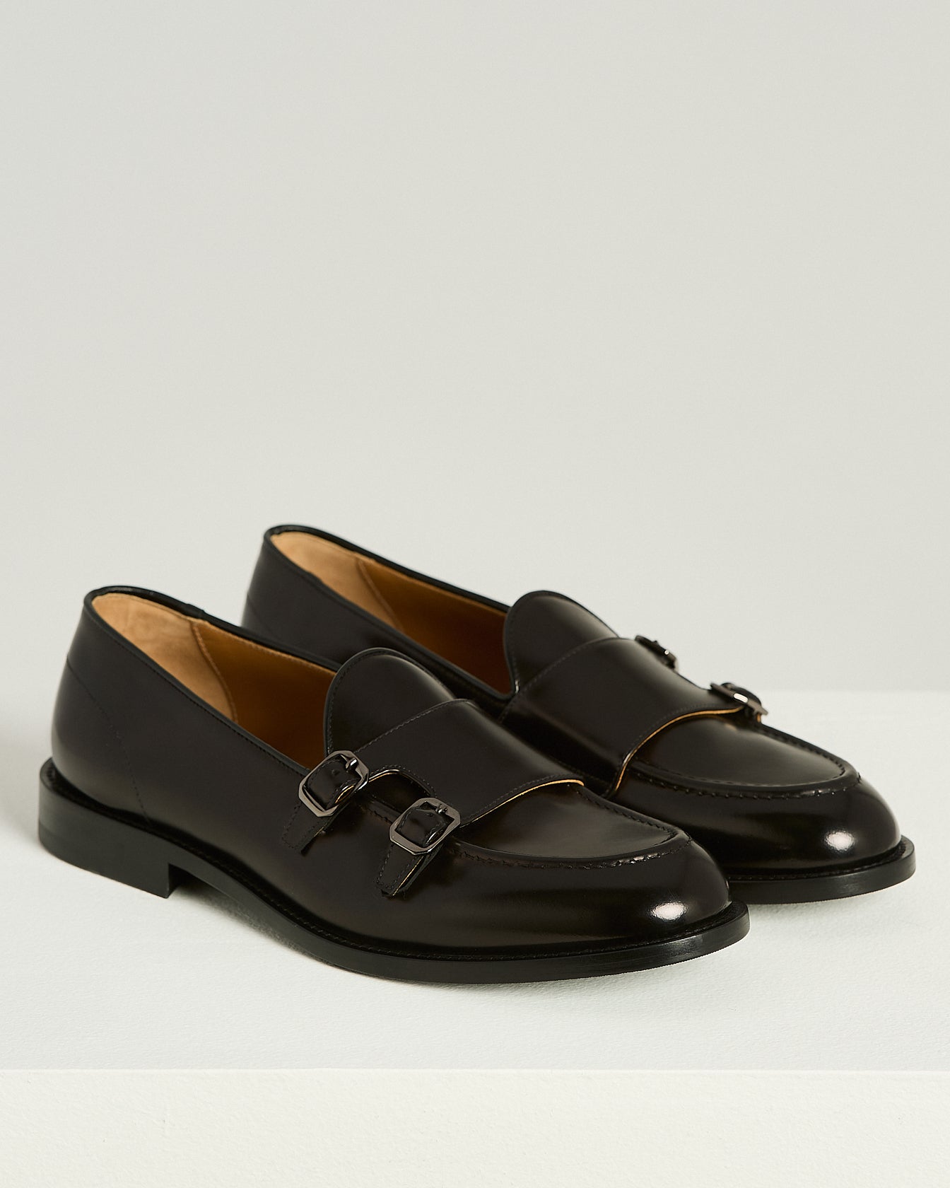 Kiton Double-Monk Loafer Kalbsleder Schwarz