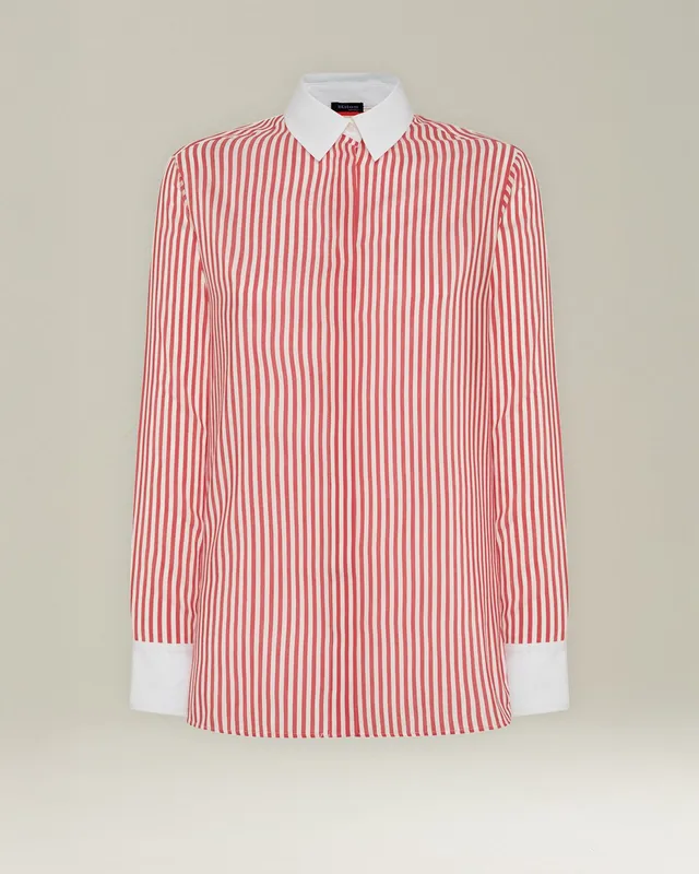 Kiton Cotton Silk Streifenhemd Baumwoll-Seide