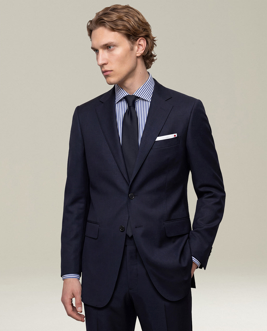 Kiton Suits Navy Blue 14-Micron Wool Suit Anzug Wolle Gr.46-58