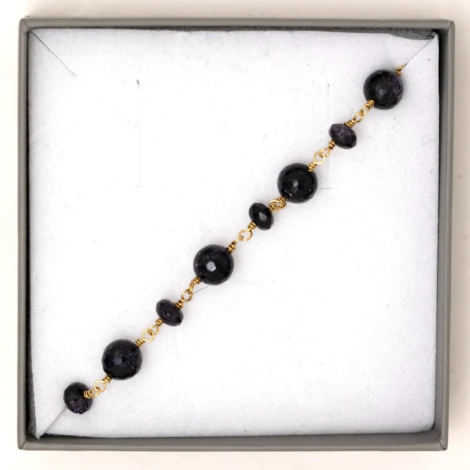 Juvelan Armband Blauer Goldfluss Vergoldet 16,5 cm