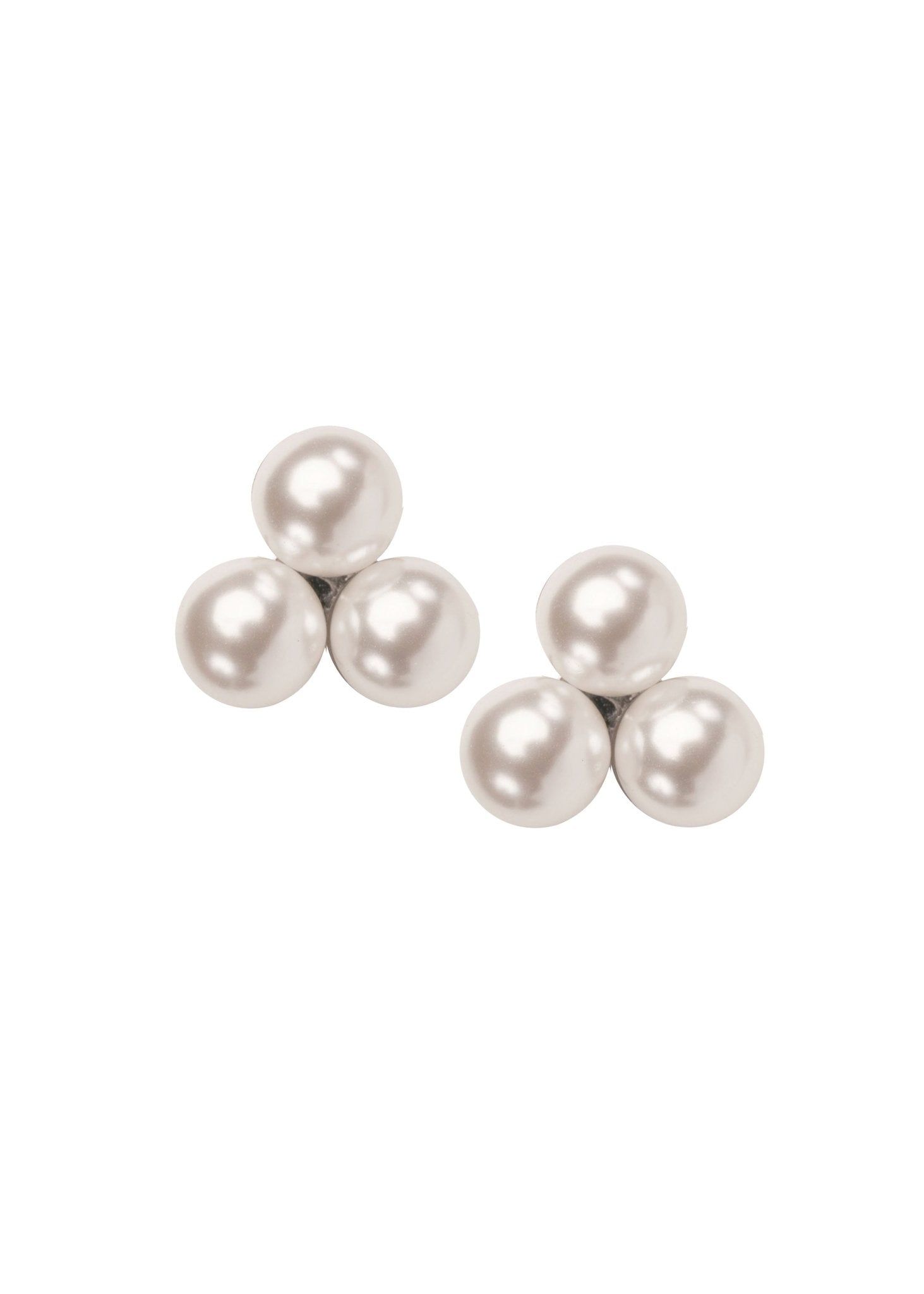 Elizabeth Bower Pearl Triplet Ohrstecker Rhodium Kristall