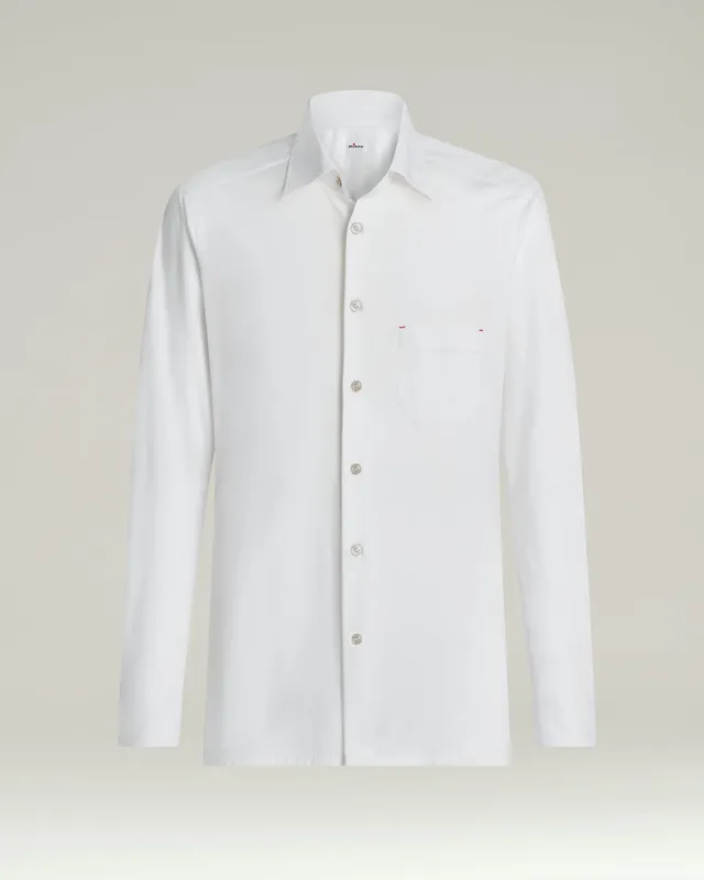 Kiton Shirts Nerano Hemd Weiß Baumwolle Brusttasche Gr.42