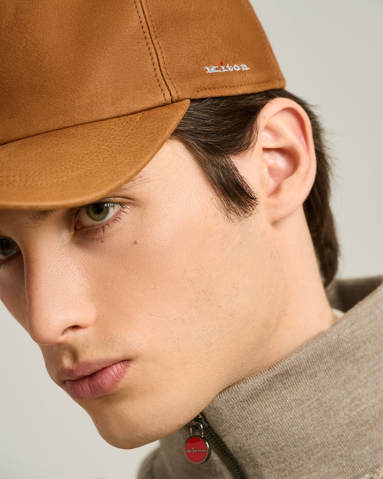 Kiton Leder Baseball Cap cognac Kalbsleder