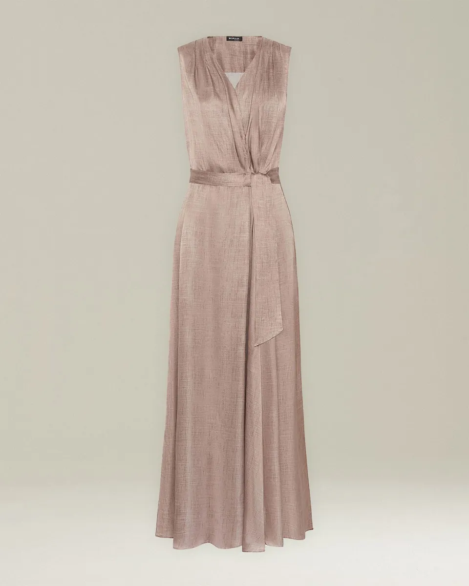 Kiton Dresses Seidenkleid lang mit Gürtel