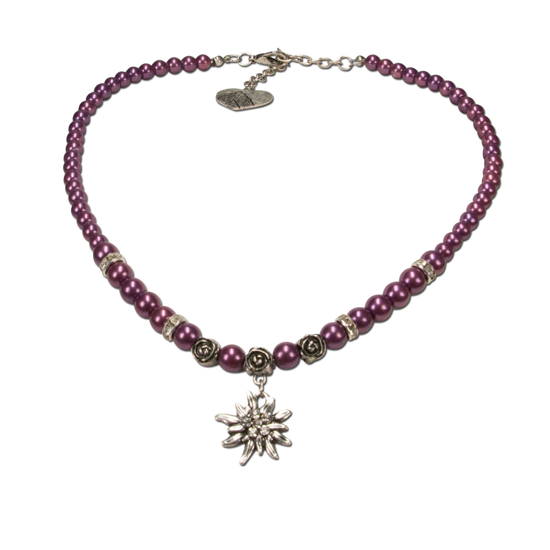 Alpenflüstern DAHEIM Fiona DHK122 Dirndlkette Rosé-Rosa Edelweiß