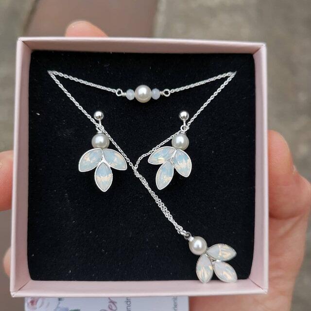 Perlenbräute Brautschmuck Sets Kate Perlen Schmuckset Silber 45 cm