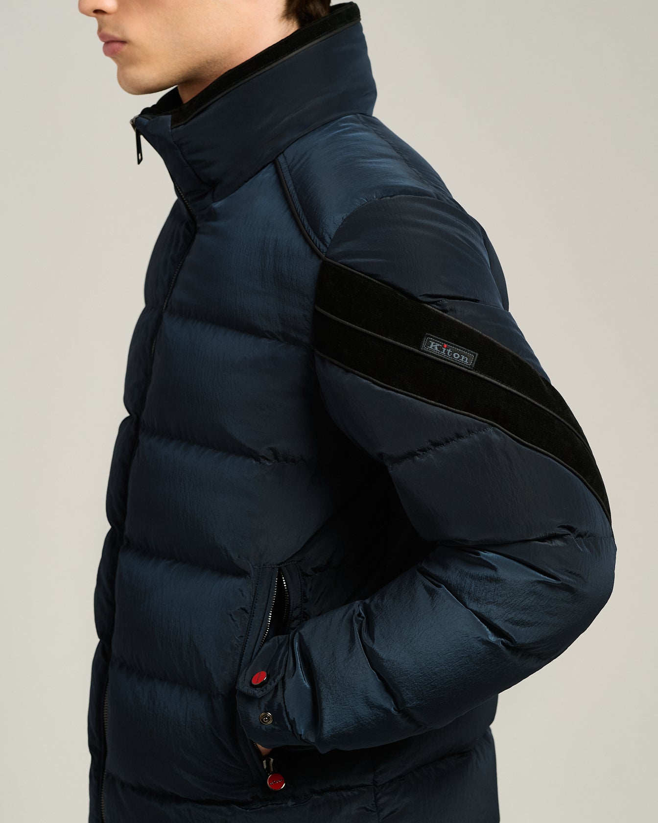 Kiton Outerwear Quilted Bomber Blouson 52 Navy Technik