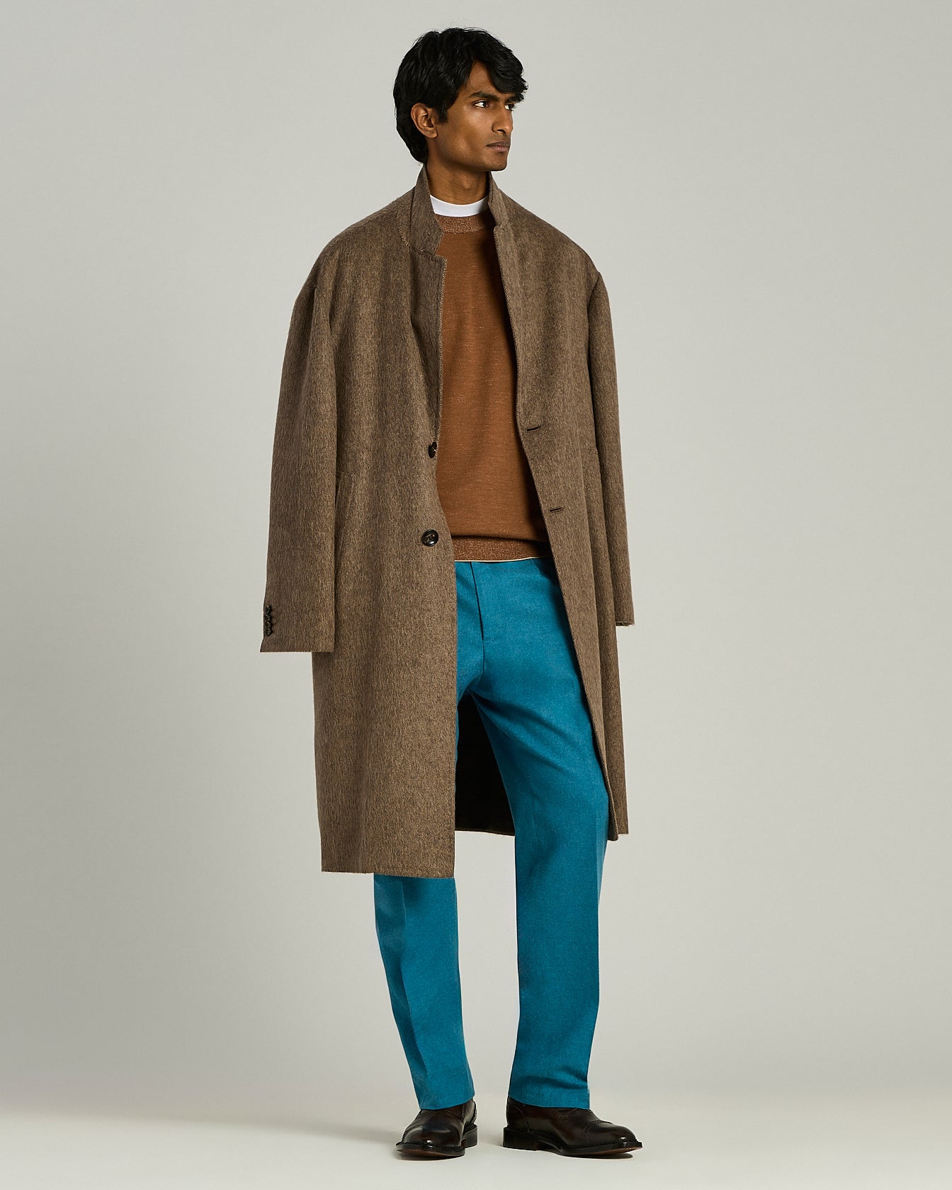 Kiton Brown Virgin Wool Crew-Neck Pullover Braun Wolle