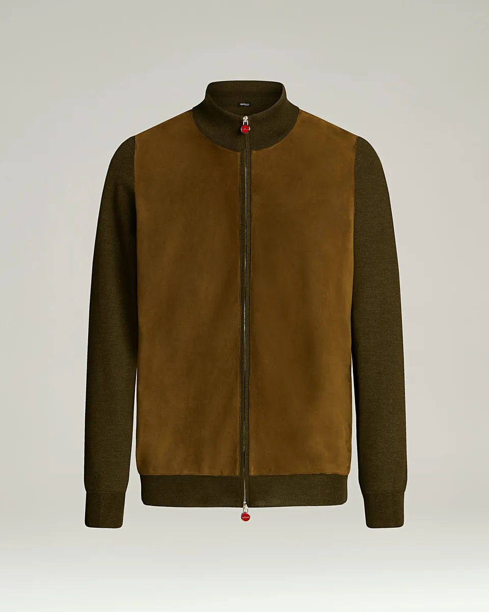 Kiton Cashmere Silk Jacket braun Kontrast Herren