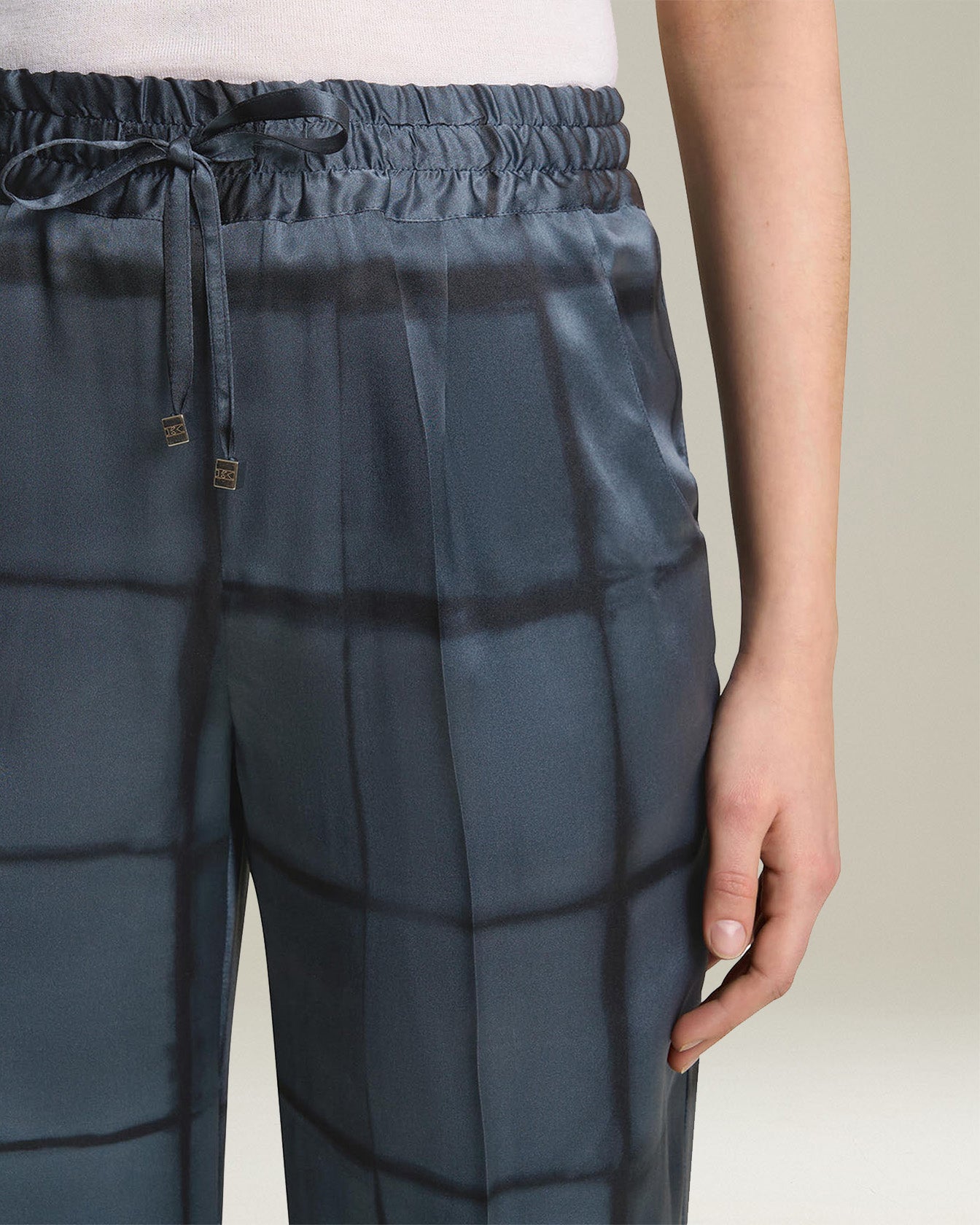 Kiton Seide Hose Print Kordelzug weit Damen