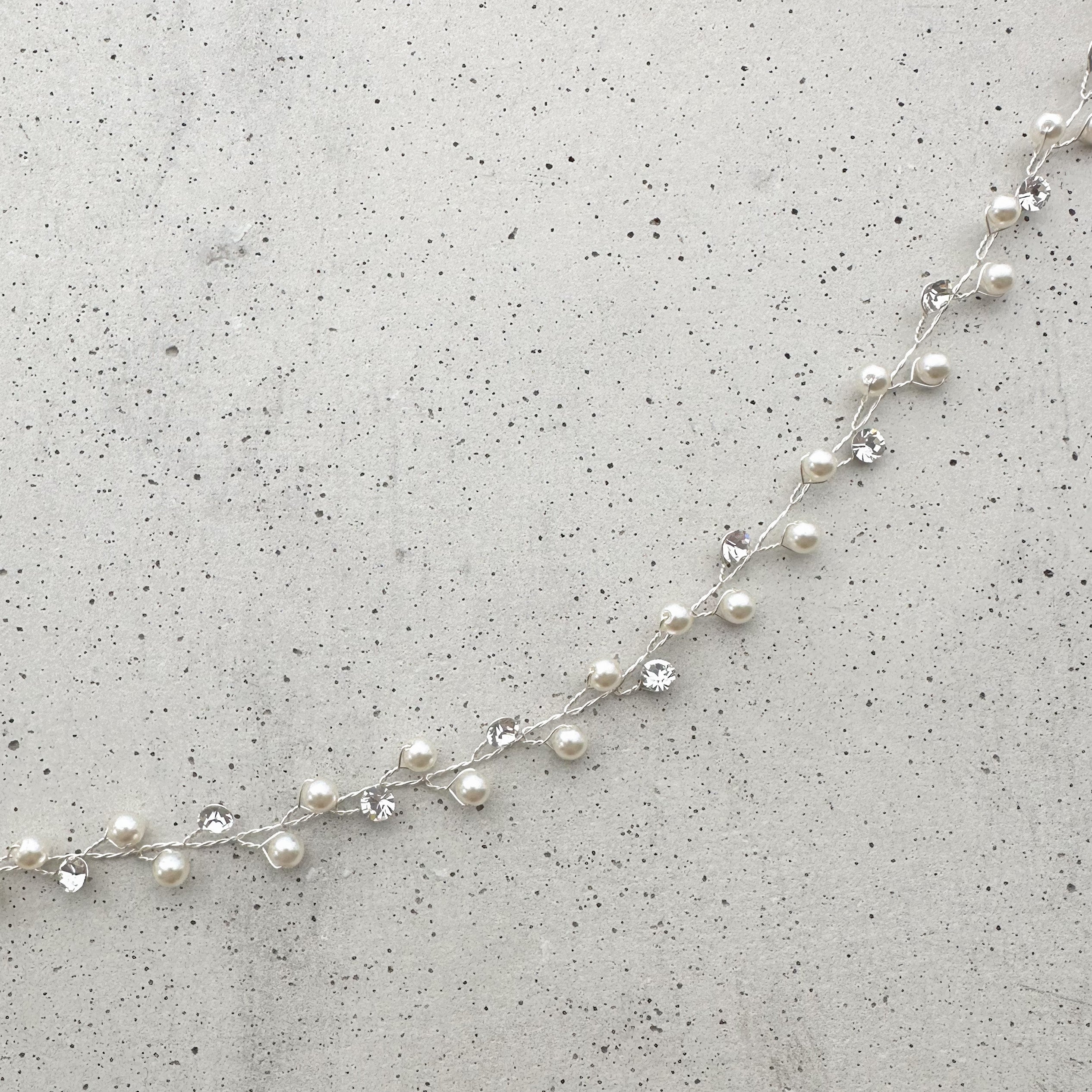 Perlenbräute Haarschmuck Basic III Headpiece Silber Perlen
