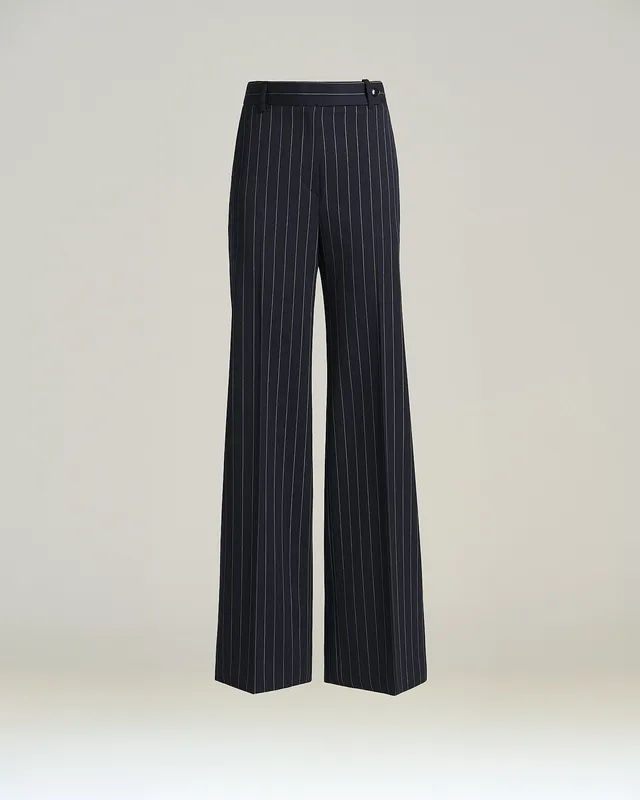 Kiton Stretch-Wolle Hose Nadelstreifen Wide-Leg blau