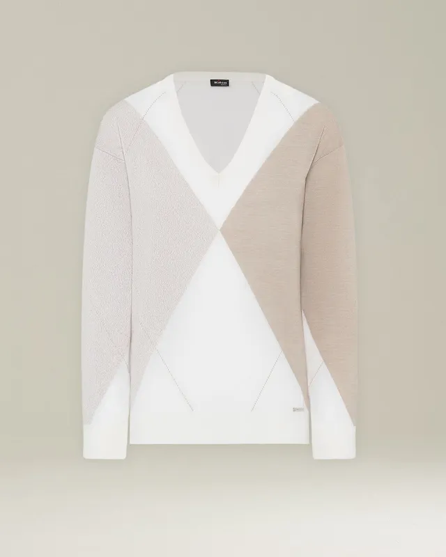 Kiton Knitwear V-Pullover Wolle Seide geometrisch