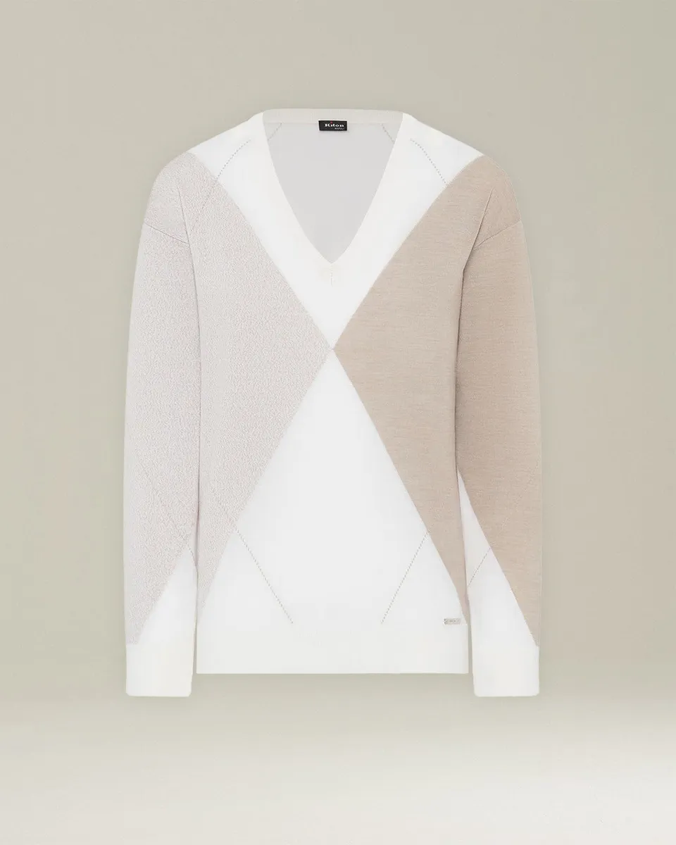 Kiton Knitwear V-Pullover Wolle Seide geometrisch