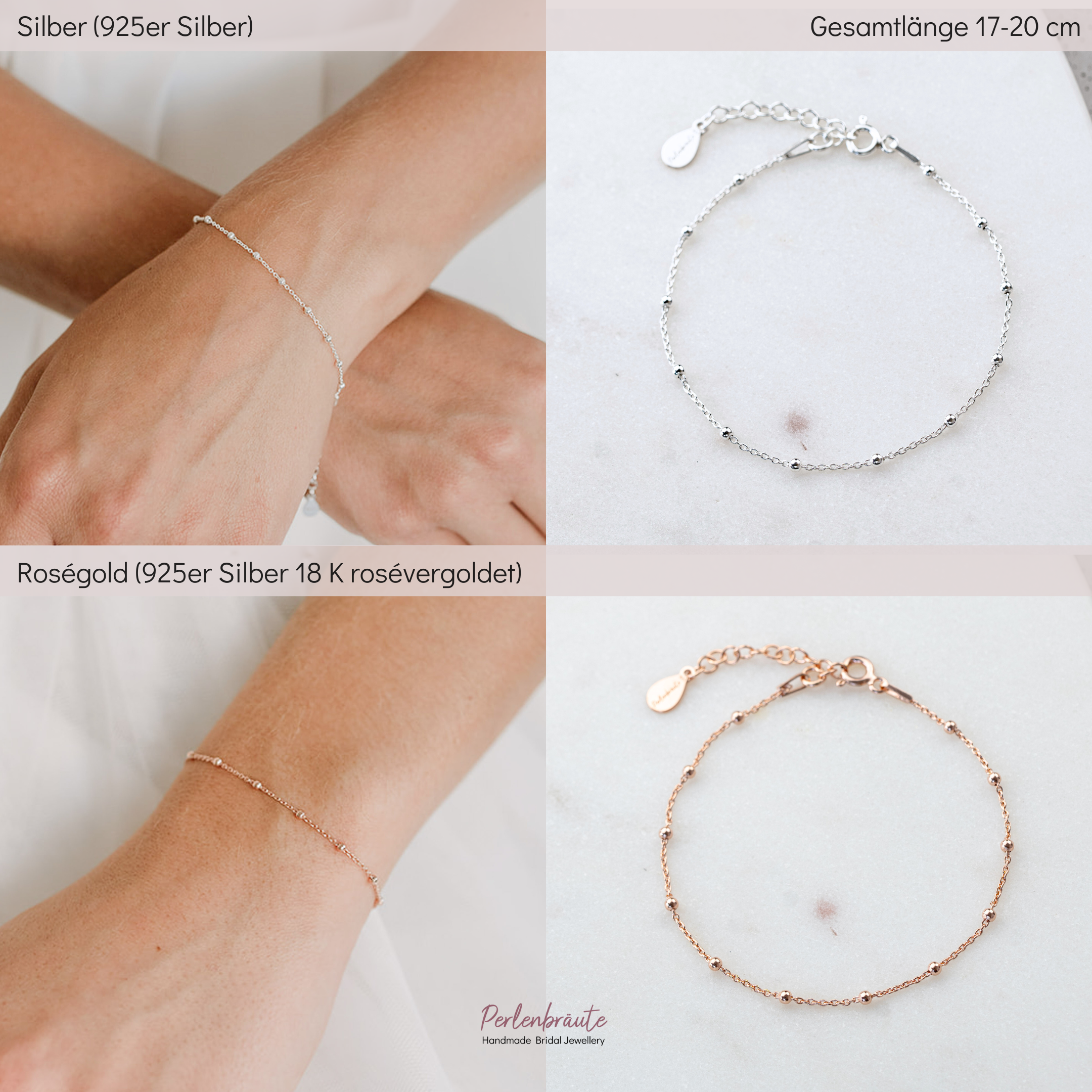 Perlenbräute Kaya Brautarmband Gold schlicht 17-20cm
