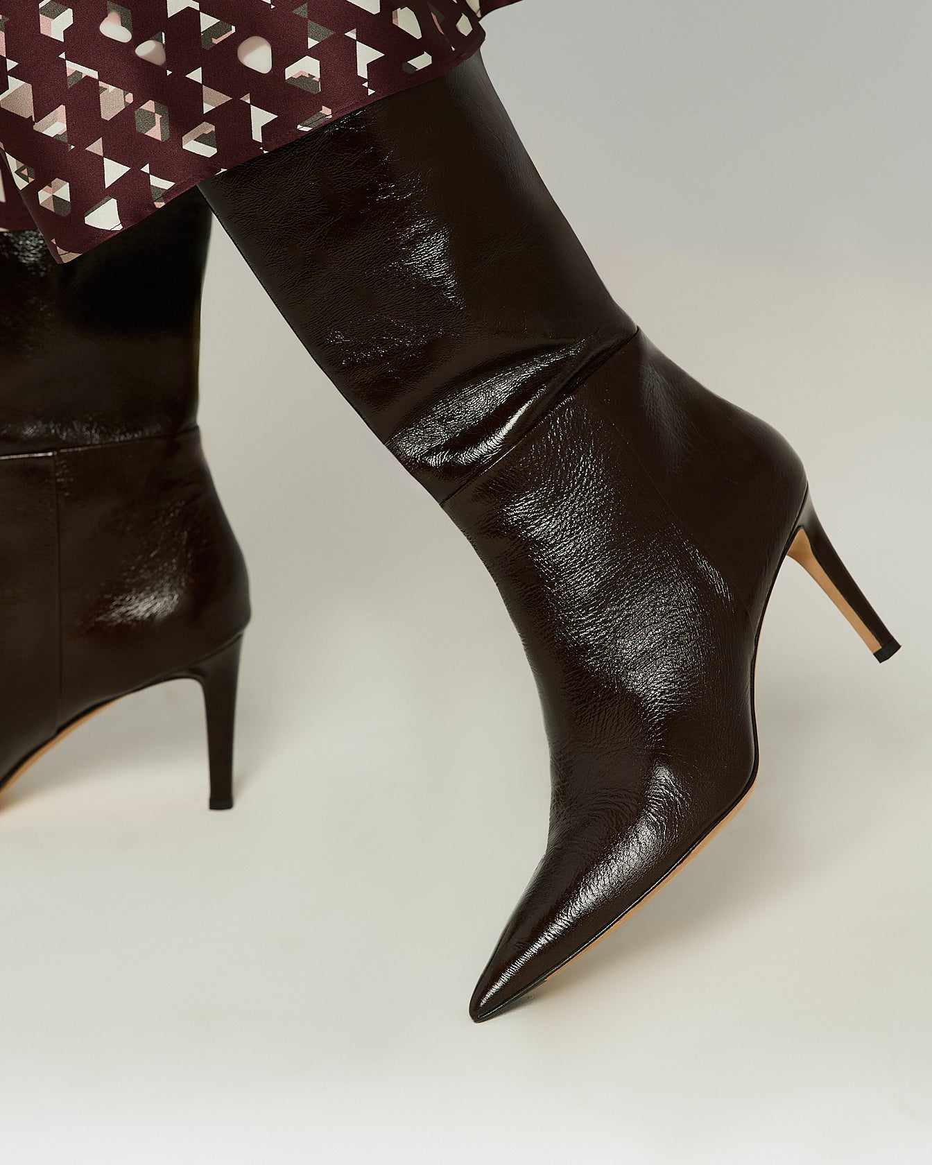 Kiton Shoes Dark Brown Stiletto Stiefel Gr. 38 Kalbsleder