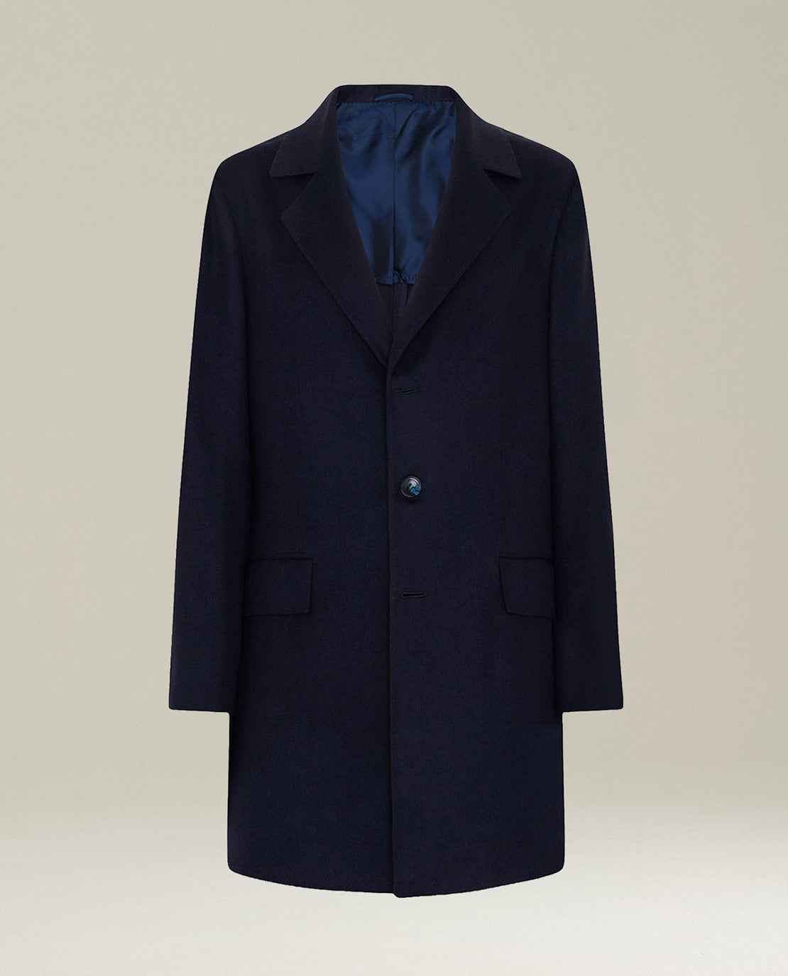 Kiton Outerwear Blue Single-Breasted Cashmere Mantel blau Kaschmir
