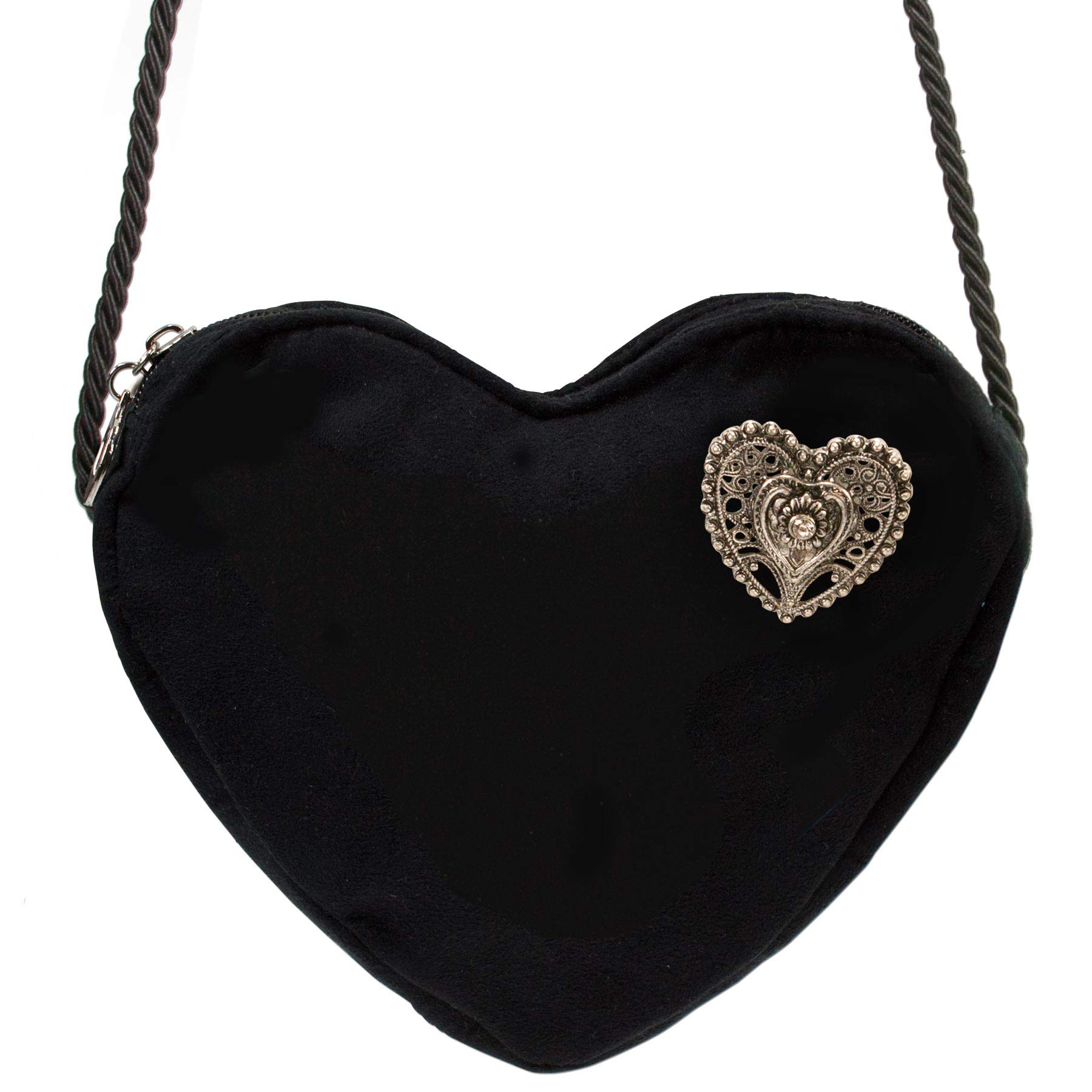 Alpenflüstern Herztasche Dirndltasche Herz Schwarz 19 cm