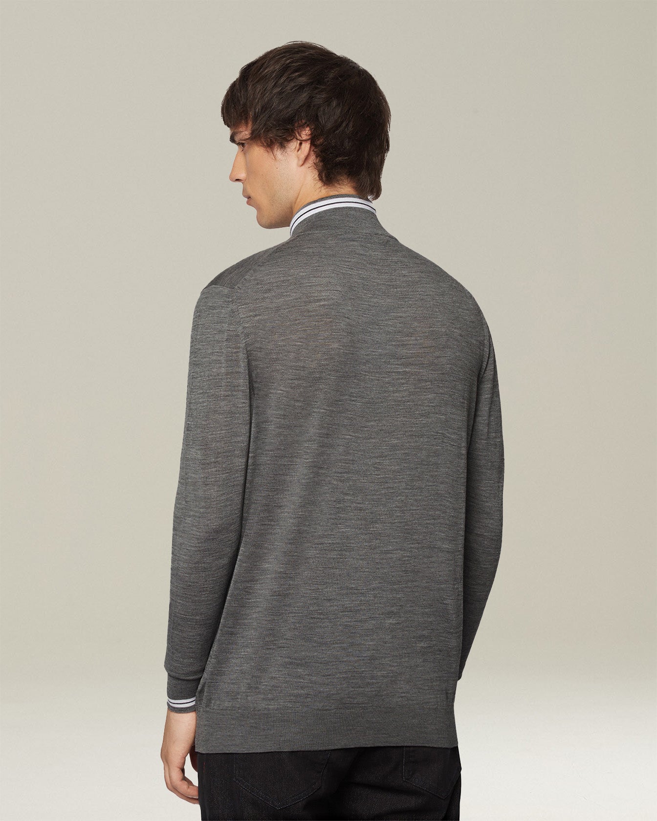 Kiton Sporty Wool Cardigan Strickjacke Wolle Kontrast