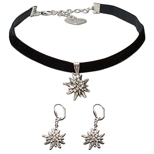 Alpenflüstern DAHEIM SET015 Schmuck-Set schwarz Samt-Kropfband