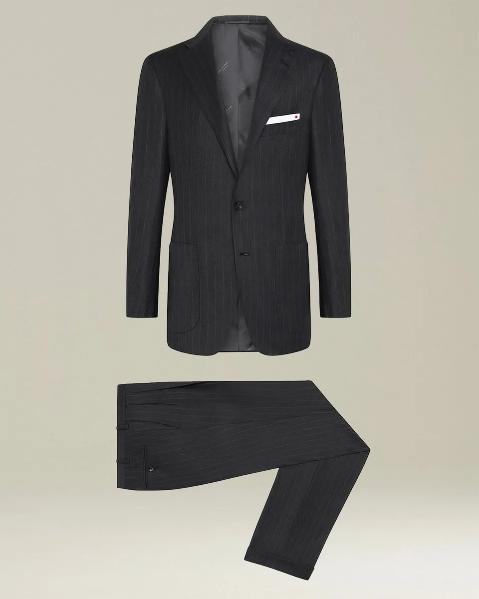 Kiton Pinstripe Anzug Wolle Nadelstreifen Herren