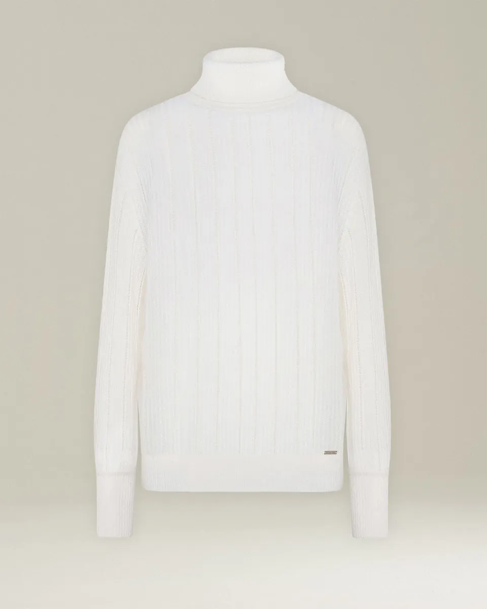 Kiton Knitwear Cashmere Silk Pullover Rollkragen Rippstrick