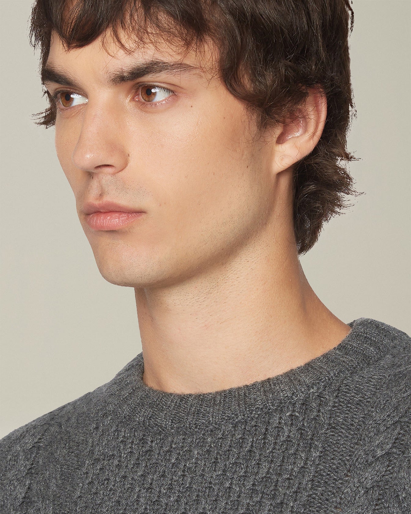 Kiton Pullover Kaschmir Rundhals mit Zopf Leicht